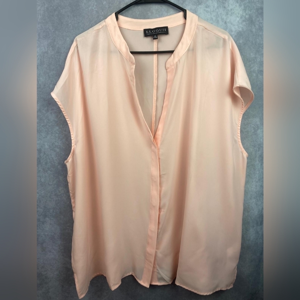 ELOQUII Women's Notch Collar Blouse Top Peach Color Size 22